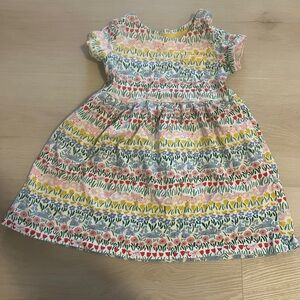 Boden Multicolor Striped Floral Kids Dress